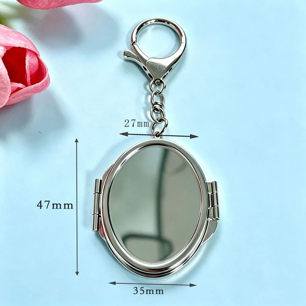 Großhandel Benutzerdefiniertes Logo Name Metall-Spiegel Schlüsselanhänger Tragbare Make-up-Fototasche Personalisierung Herz Quadrat Charm Geschenk – Detail 4