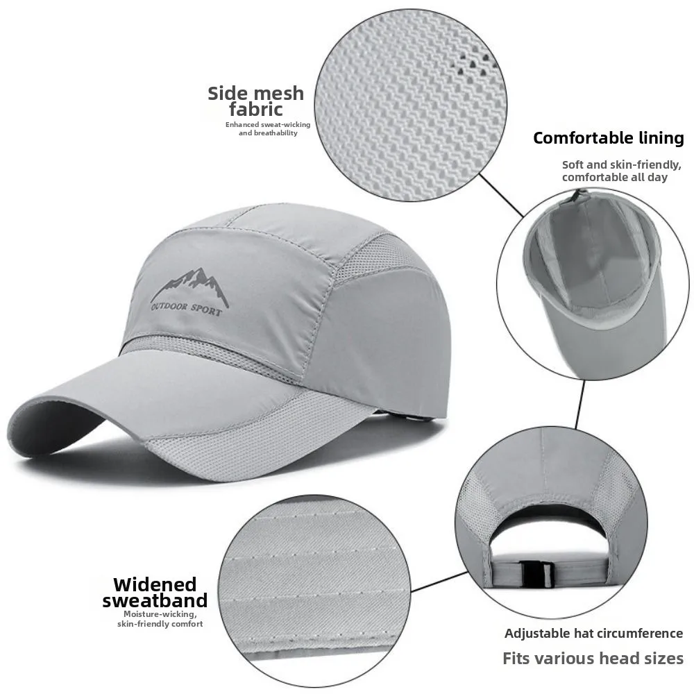 Mountain Printed Quick Dry Baseball Cap Extended Brim UV Protection Lightweight Running Hat Adjustable Fishing Sun Hat