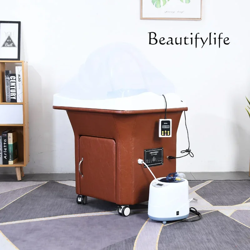 

Barber shop movable water circulation head treatment instrument fumigation constant temperature shampoo basin