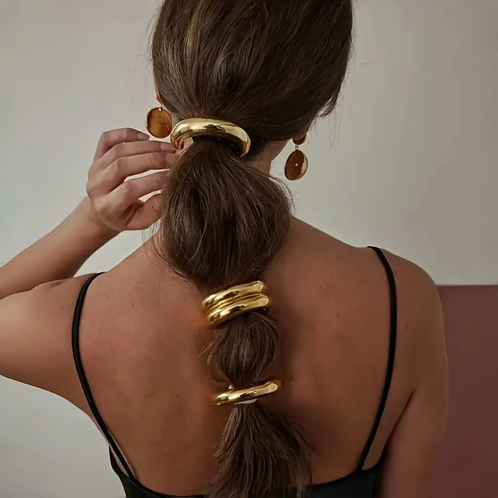 3/1 Stück elegante Legierungs-Haarbänder-Set mit ausgehöhltem Design, einfaches goldenes Haarband, beste Geschenkauswahl zum Valentinstag, Muttertag! – Detail 7