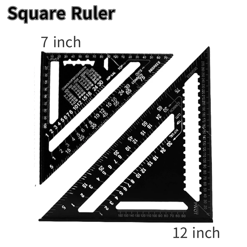 12/7 inch Rafter Square Carpenter Measuring Layout Tool Alloy Metal Triangle Ruler Protractor for Woodworking and Carpentry