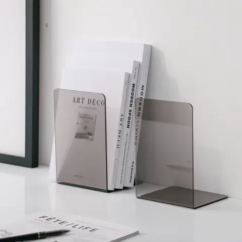 투명 아크릴 책꽂이 스탠드 책꽂이 책상 장식 보관 랙, 책꽂이 책 홀더, 학교 문구, 1PC