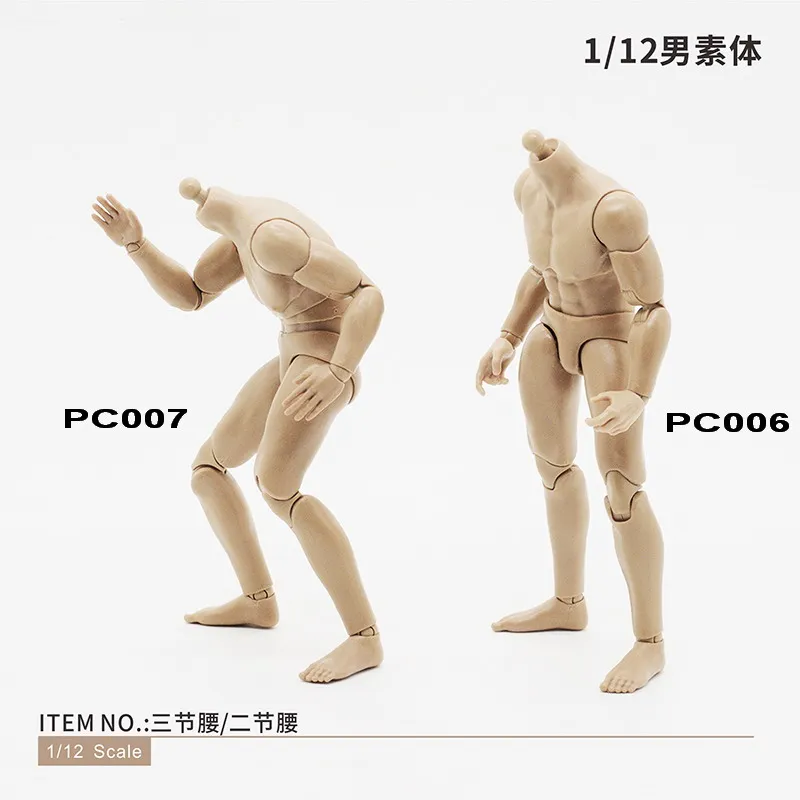 

1/12 Scale PC006 PC007 Male Soldier Movable Joint Body With Extra Hands 15cm 6'' Action Figure Model Dolls