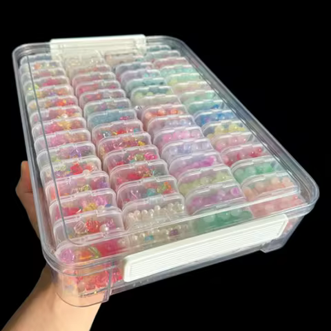 60pcs Transparent Plastic Storage Boxes for Beads, Jewelry,Diamond Painting Embroidery Storage Box-Perfect Gift for Crafters