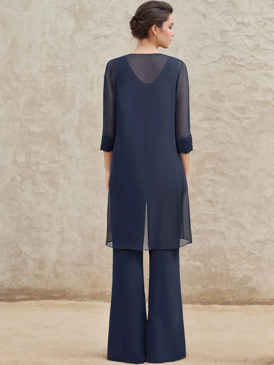 Elegant 3 ชิ้นชุดกึ่งทางการ PLUS ขนาดชีฟองแขนกุด Appliques อัญมณีคอยาวชุดราตรี 2025 ฟรีที่กําหนดเอง