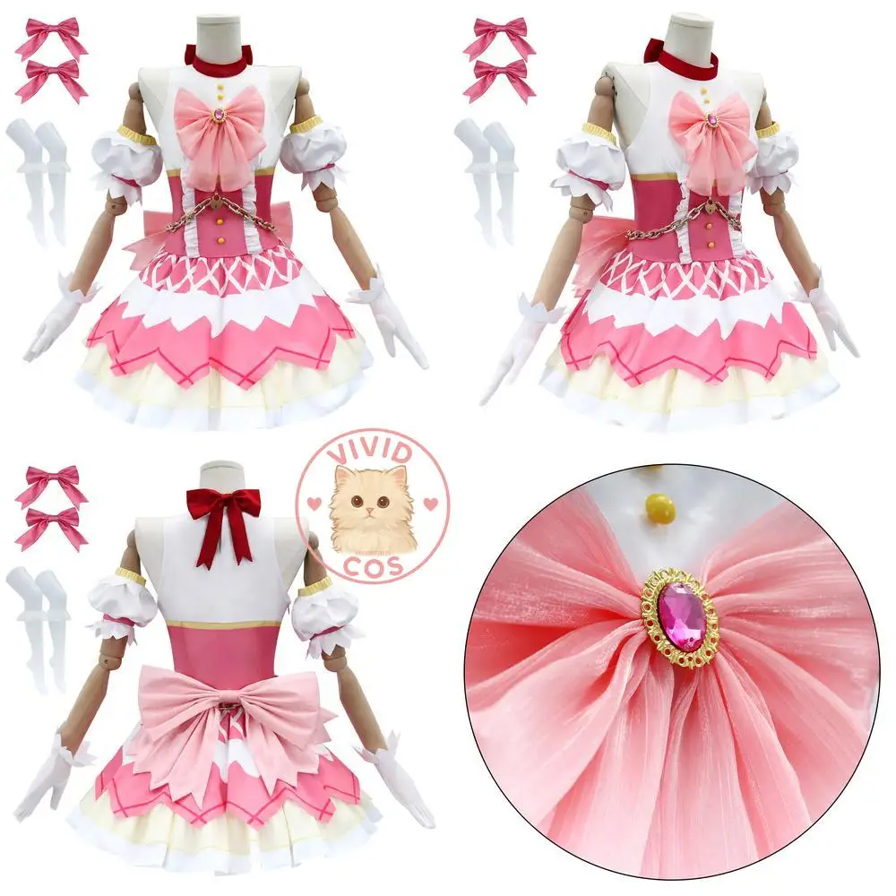 

Puella Magi Madoka Magica Cosplay Costume Anime Madoka Kaname Cute Pink Lolita Dress Role Play Women Wig Halloween Party