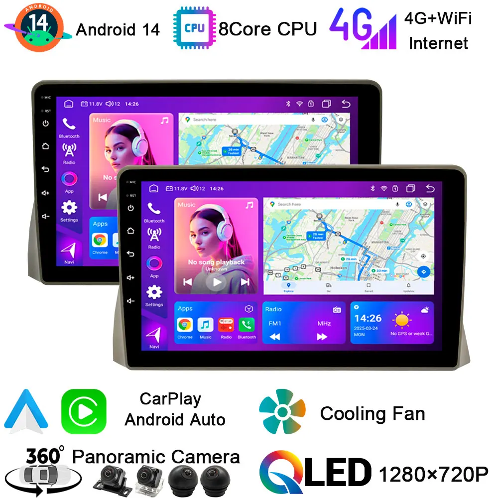Reprodutor multimídia de carro Android14 para Fiat Palio/Siena/Albea/Strada/Weekend 2002-2005 (Rádio DSP CarPlay 4G LTE/SIM Navegação GPS)
