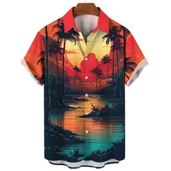 Hawaiian Plants 3D Printed Men Shirt Man/Women Casual Fashion Short Sleeves Shirts Lapel Button Tops Oversized Unisex Clothing