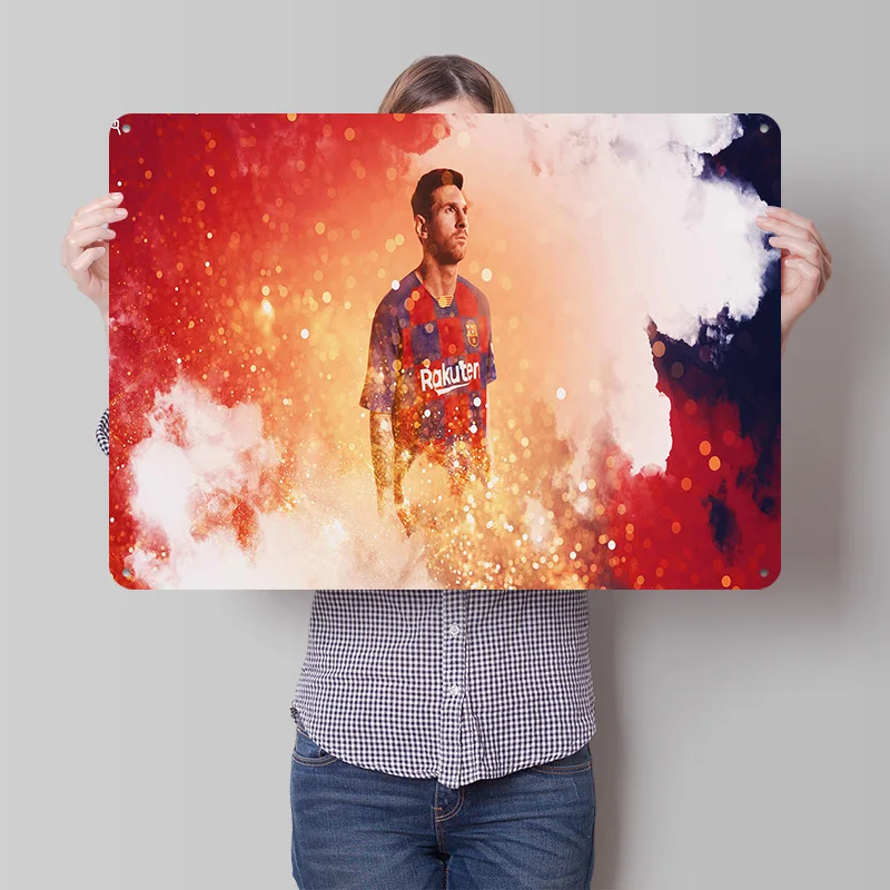 Lionel Messi Football Tinplate Poster Custom Wall Art Vintage Metal Signs Retro Tin Plaque for Decoration Garage Decorations