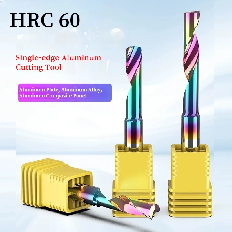 

CNC Single Flute Milling Cutter HRC60 DLC Coating for Aluminum Engraving Tungsten Carbide End Mill 3.175 4 5 6 8mm