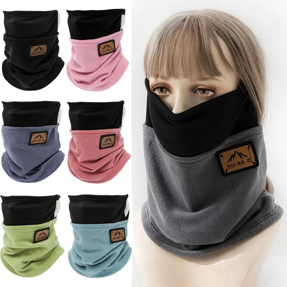 

Fashion Fleece Neck Gaiter Cold-proof Keep Warm Ski Tube Scarf Plush Ear Hanging Face Cover For Autumn Winter