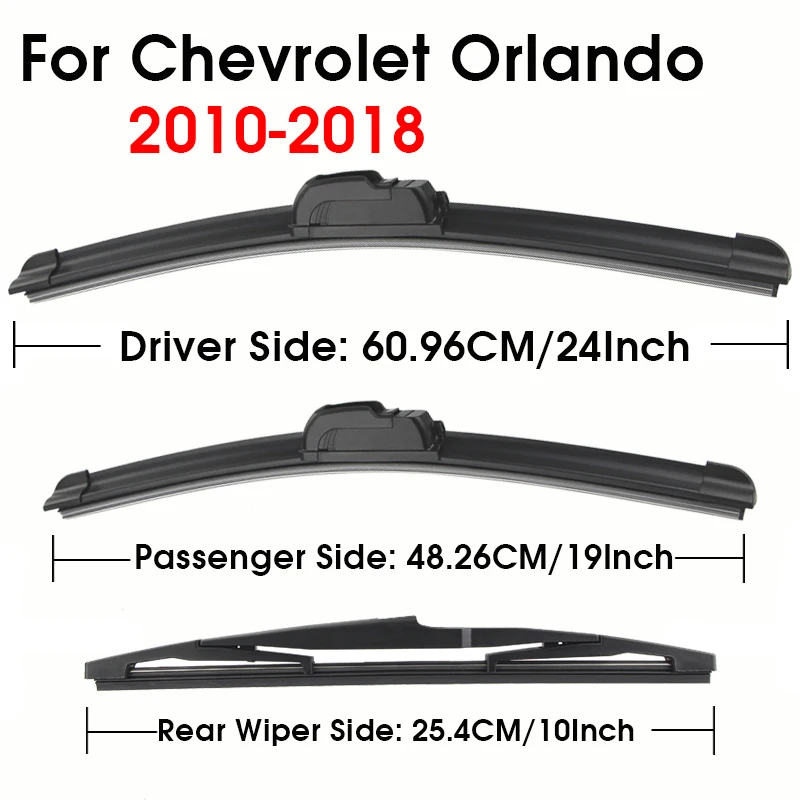KAWOO Front & Rear Wiper Blades Set 24"+19"+10" For Chevrolet Orlando 2010-2018 Windshield Windscreen Window Car Brushes view 2