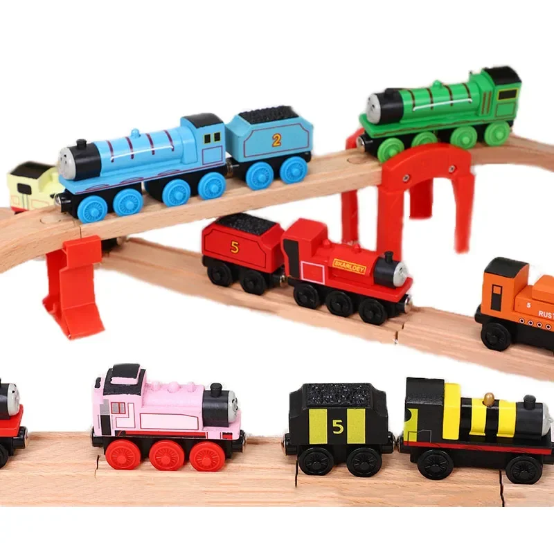 Original Wooden Trains Thomas Model Cars Toys Compatible with Wooden Train Sliding Track Percy James Gordon Toys for Children.