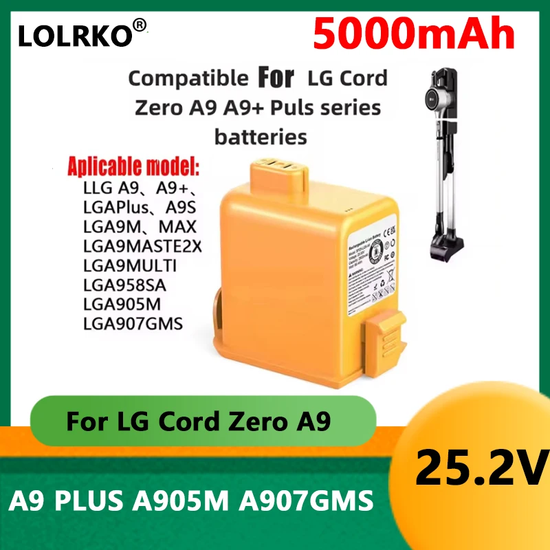 Сменный аккумулятор для шнура LG Zero A9, A9S, P9, A9K-CORE, A9MAX, A9T-Ultra, A9K-PRO, A9N, A9M, A9 Plus 25,55 В 5000 мАч