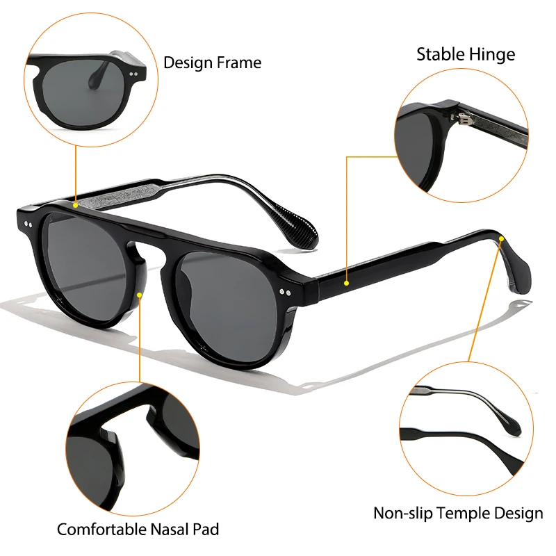 CATERSIDE Vintage Runde Sonnenbrille für Herren, Punk-Stil mit Einsatzbügeln, Sonnenbrille für Damen, Reisen, Party, Shopping, modische Brillen – Detail 4