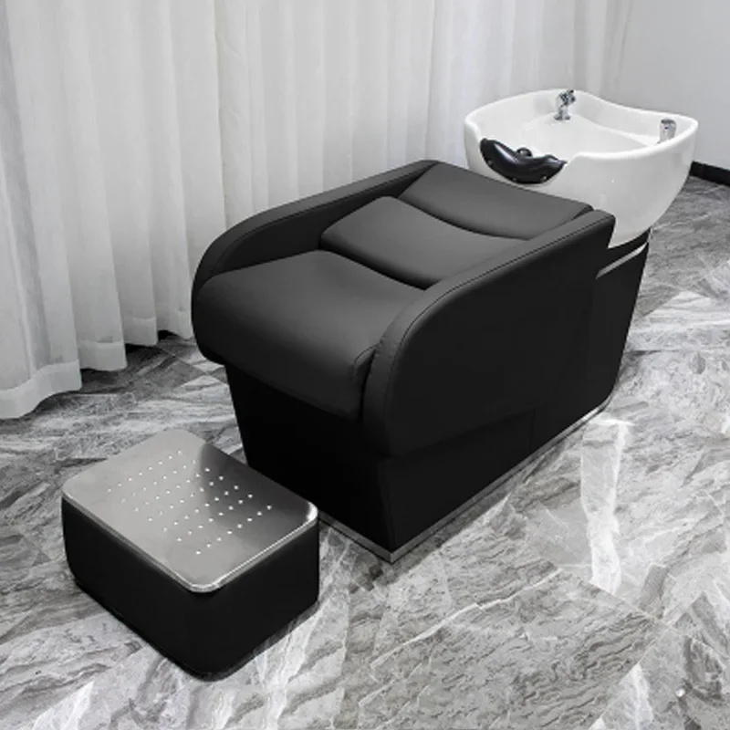 

Shampoo Bowl Chair Styling Chairs For Hair Stylist Men's Shaving Salon Basin Bed Massage Wash Backwash Units Chinese Spa Barber