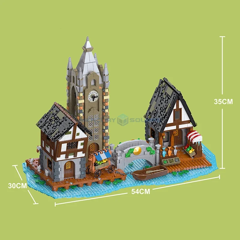 MOC-Modular Medieval Architecture Model Blocks, Paisagem da Cidade, Tijolos, Toy Gift for Children, 89150, Ideias