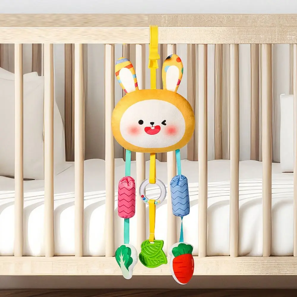 Soft Plush Baby Wind Chime Toy Cartoon Teether Animal Stroller Hanging Pendants Safe Sensory Stimulation Sensory Learning Toys