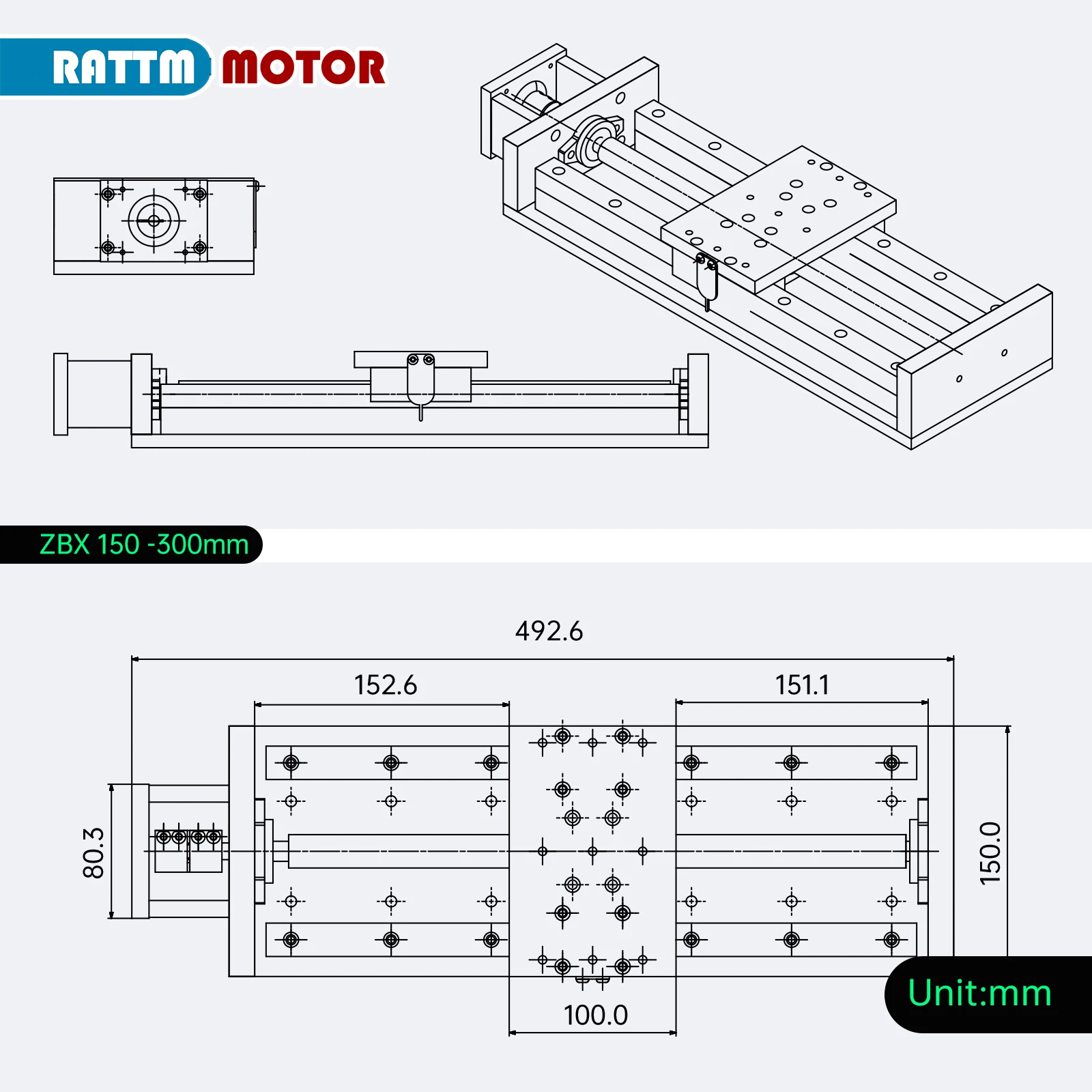 【EU】ความกว้าง 150 มม. ZBX150 100 200 300 400 มม. CNC แกน Z คู่มือเชิงเส้น Motion Actuator ตารางความจุแบริ่งรับน้ําหนักขนาดใหญ่