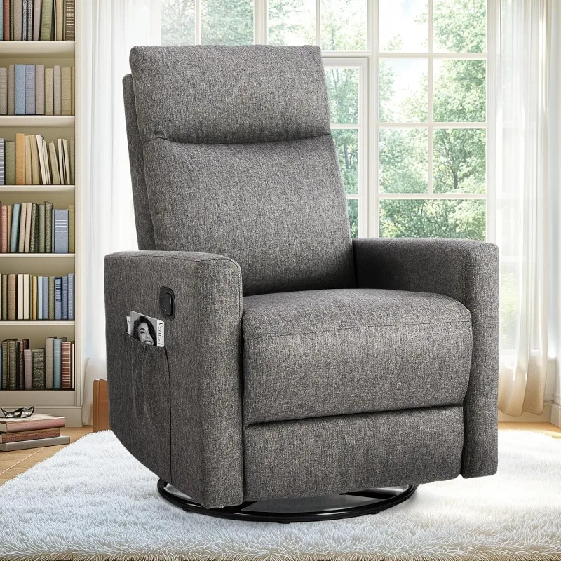 Rocking Recliner Chair with Large Footrest, Stain-Resistant Faux Leather Recliner Rocker, Single Sofa Recliner for Living Room