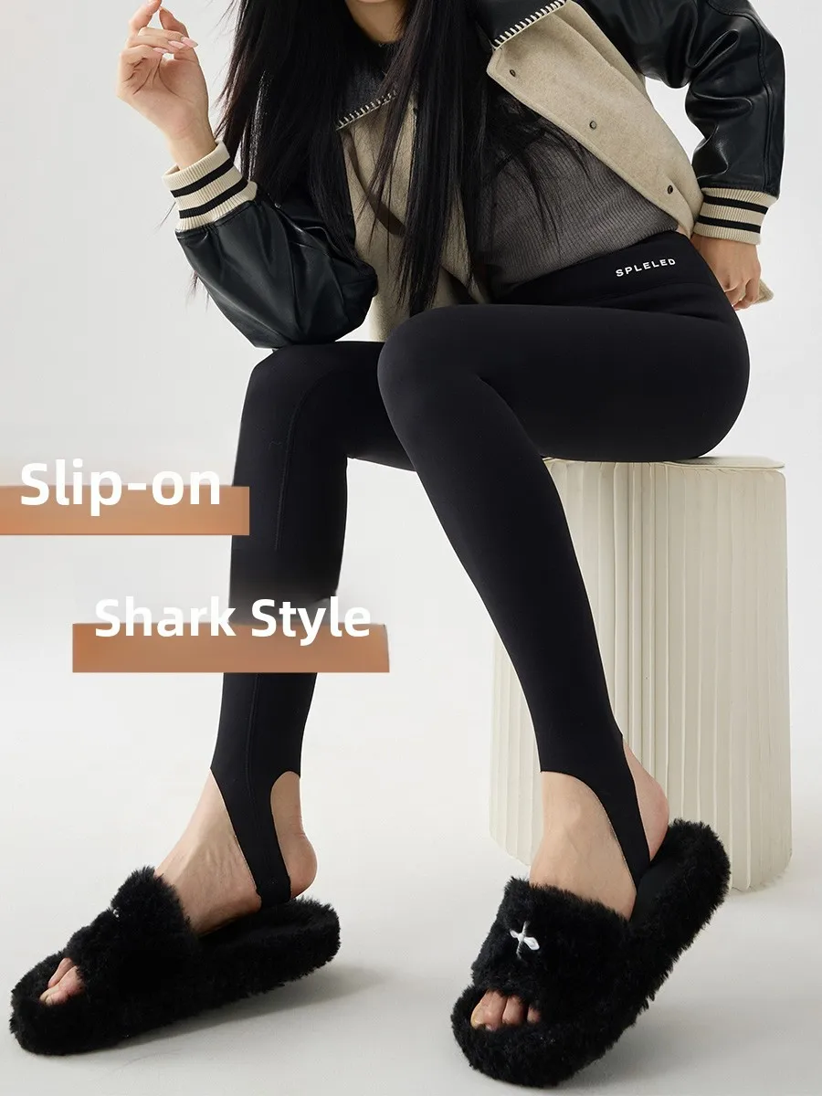 Women's High-Waist Fce Lined Yoga Fitn Pants Winter Base Layer Tummy Control ark Bite Pants Casual Long Trousers