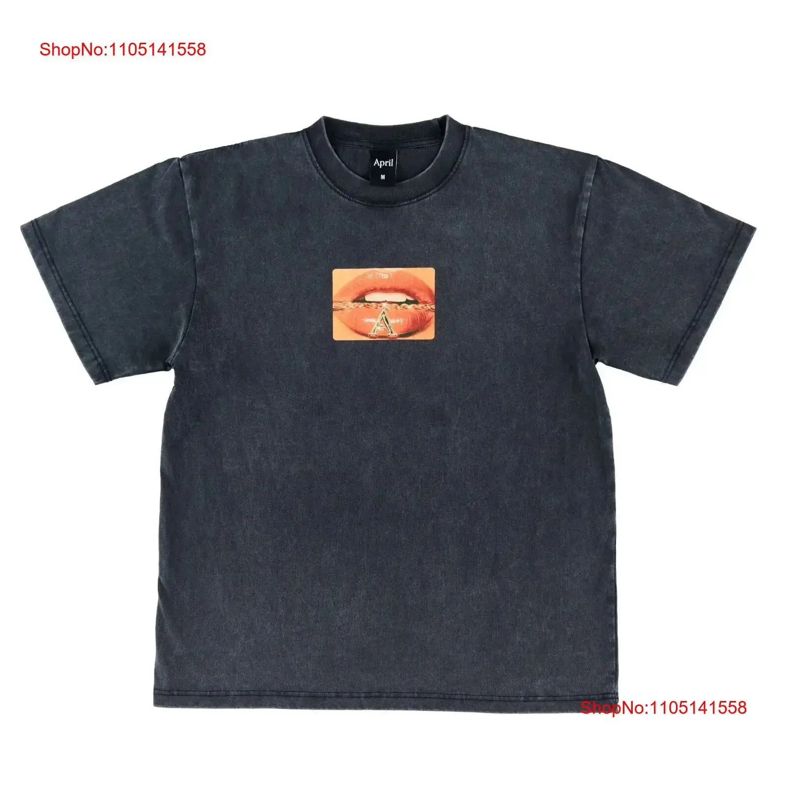 Brand New Mens April Pendant T Shirt Vintage Black vintage Washed Casual Comfortable fashion Versatile homme Slightly