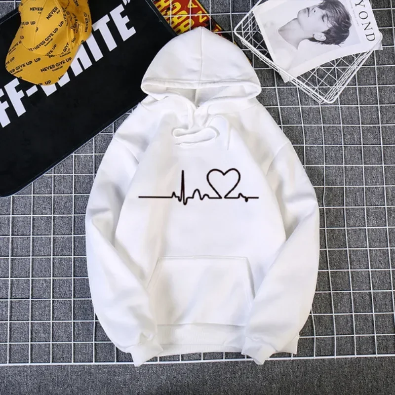 Women\'s Black White Hoodies Casual Print Hoody Sweatshirt Winter&Spring Long Sleeve Hip Hop Warm Hoodies