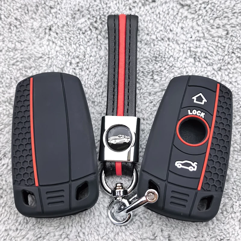 Silikon-Fernbedienungsgehäuse für Autoschlüssel, 3-Tasten-Hülle, Styling-Abdeckung für BMW 1 3 5 6 Serie E90 E91 E92 E60 E70 E71 E72 E82 E87 E88 E89