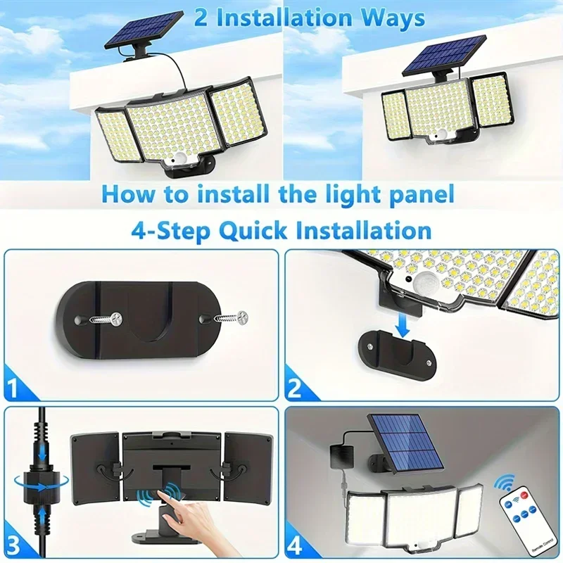 سبليت مصباح للطاقة الشمسية 3 وضع الإضاءة الديكور في الهواء الطلق ضوء الشمس الجدار ضوء PIR محس حركة مقاوم للماء حديقة المرآب مصباح