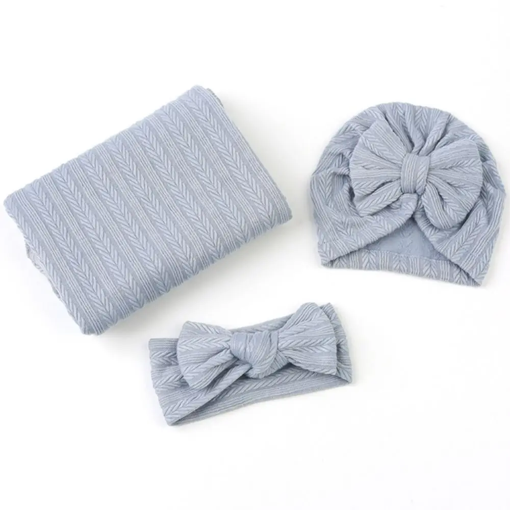Wrap with Bowknot Newborn Photography Blanket Solid Color Soft Fabric Infant Swaddle Blanket Lightweight Material