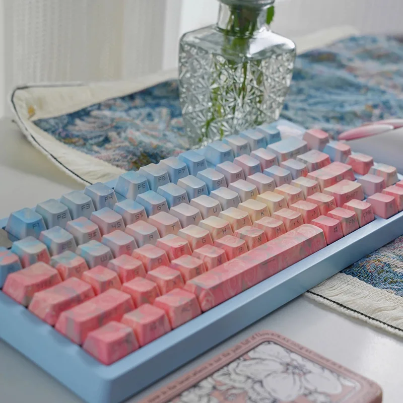 Personalized Mechanical Keyboard Keycap Rose Coast Theme 133 Keys Pbt Material Sublimation Process Tablet Laptop Keyboard Keycap