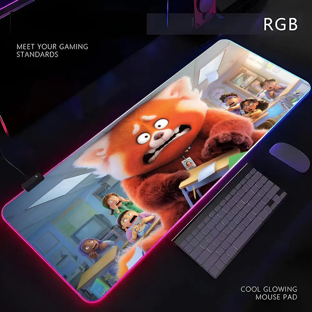 

Turning Red Mouse Pad RGB Gamer LED Light Mouse Mat Peripherals Mousepad Computer Desk Mat XL Mice Keyboard Carpet