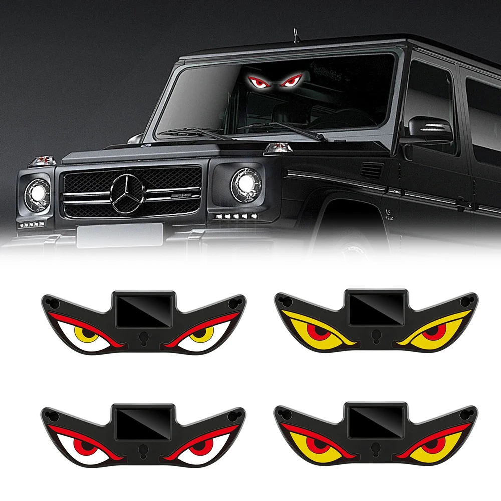 

Universal LED Car Ambient Solar Warning light Easy Install Window Shield Decorative Devil Eyes Colorful Auto Assembly