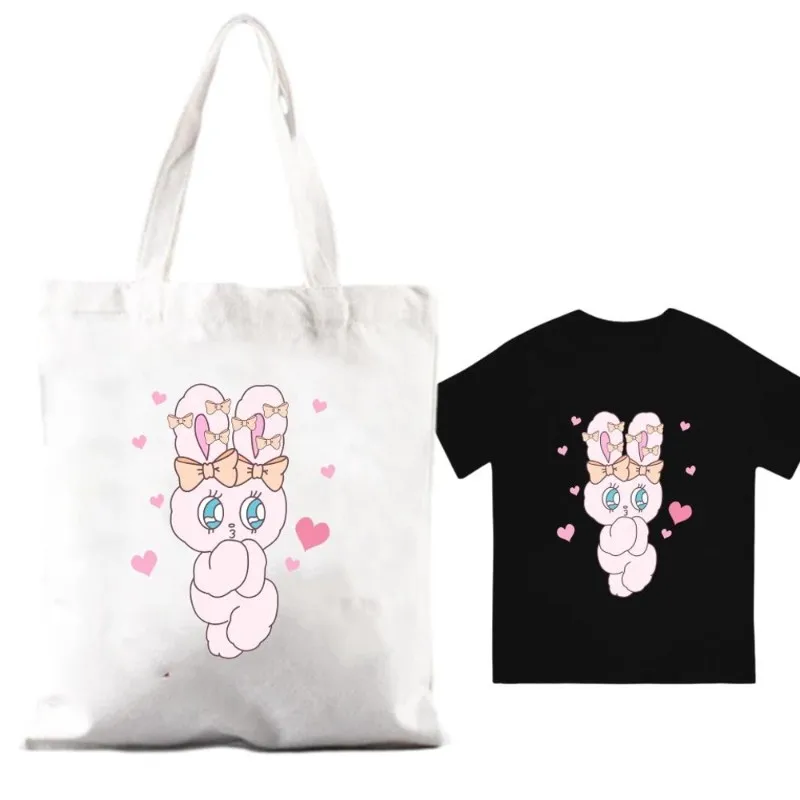 Kawia esher Bunny królik damskie torebki na ramię para kombinowane ubrania z krótkim rękawem kołnierzyk moda T shirt Man bawełna