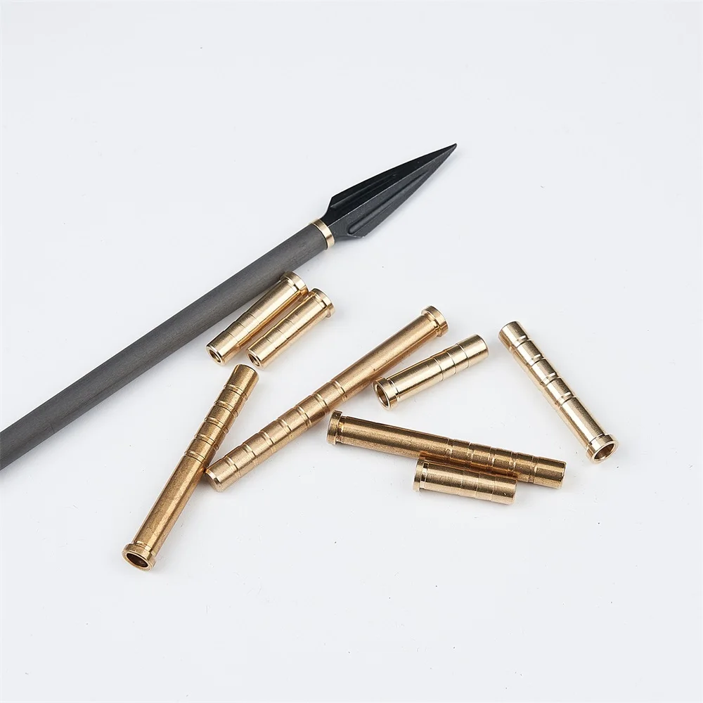 6pcs Copper Seat Arrow Tip Insert Arrow Shaft Linker 37/50/100/150/200 Grains Fit ID 6.2mm Carbon Arrows Shaft Accessories