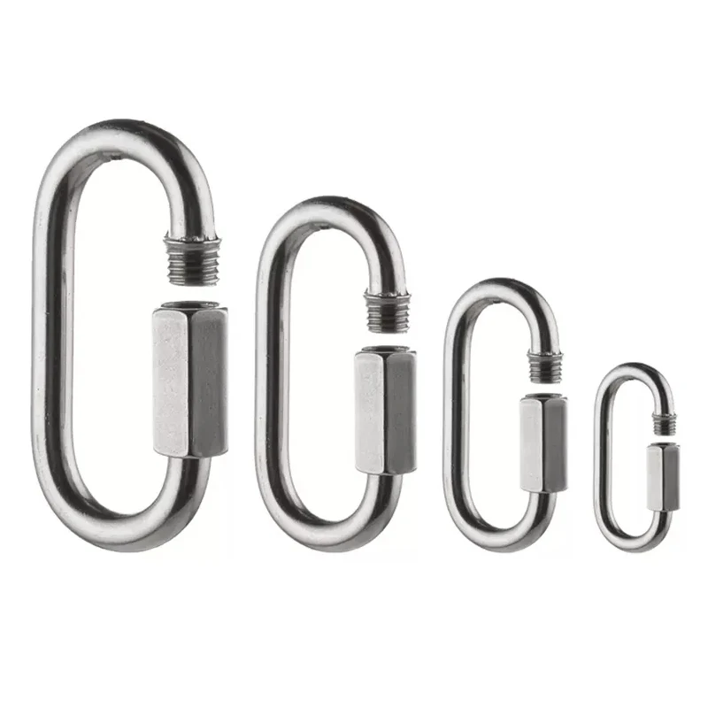 Connect hook stainless steel connecting ring quick chain link track climbing mountaineering carabiner insurance buckle M4/5/6/8
