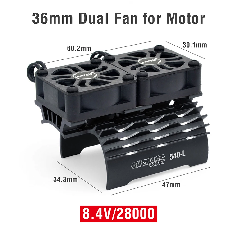 SURPASS HOBBY RC Motor Fan per RC Car 1/8 1/10 1/12 Scale 380 390 540 550 motore Brushless 28/29/36mm ventola di raffreddamento dissipatore di calore