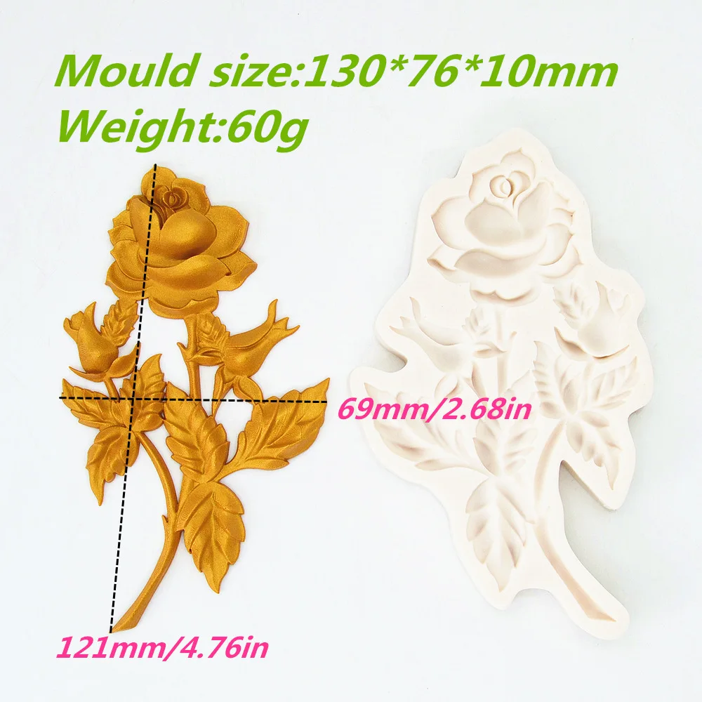 Four Flowers with Leaf Cooking Tools Wedding Decoration Silicone Mold For Baking Fondant Sugar Craft Of Cake Decorating Candy