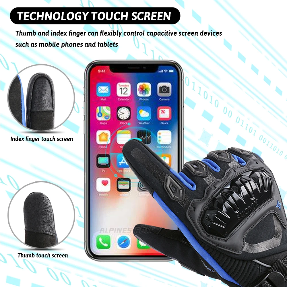 SUOMY Waterproof Motorcycle Gloves Winter Warm Moto Protective Gloves Touch Screen Gant Moto Guantes Motorbike Riding Glove