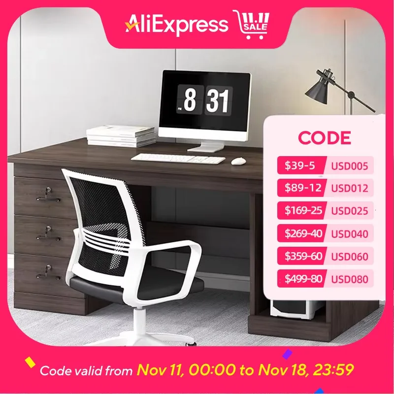 

Modern Big Storage Office Table Brown Desktop Executive Desk Office Table Computer Wooden Escritorios De Oficina Furniture