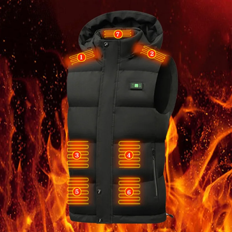 

15 Areas Heating Vest Jacket Unisex Areas Heated Vest Winter Electric USB Infrared Bodywarmer Sports Skiing Camp Oversize M-6XL