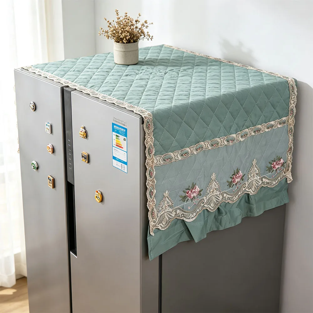 Lace Pockets Refrigerator Dust Covers polyester cotton 55*140cm Washing Machine Covers soft Fashionable