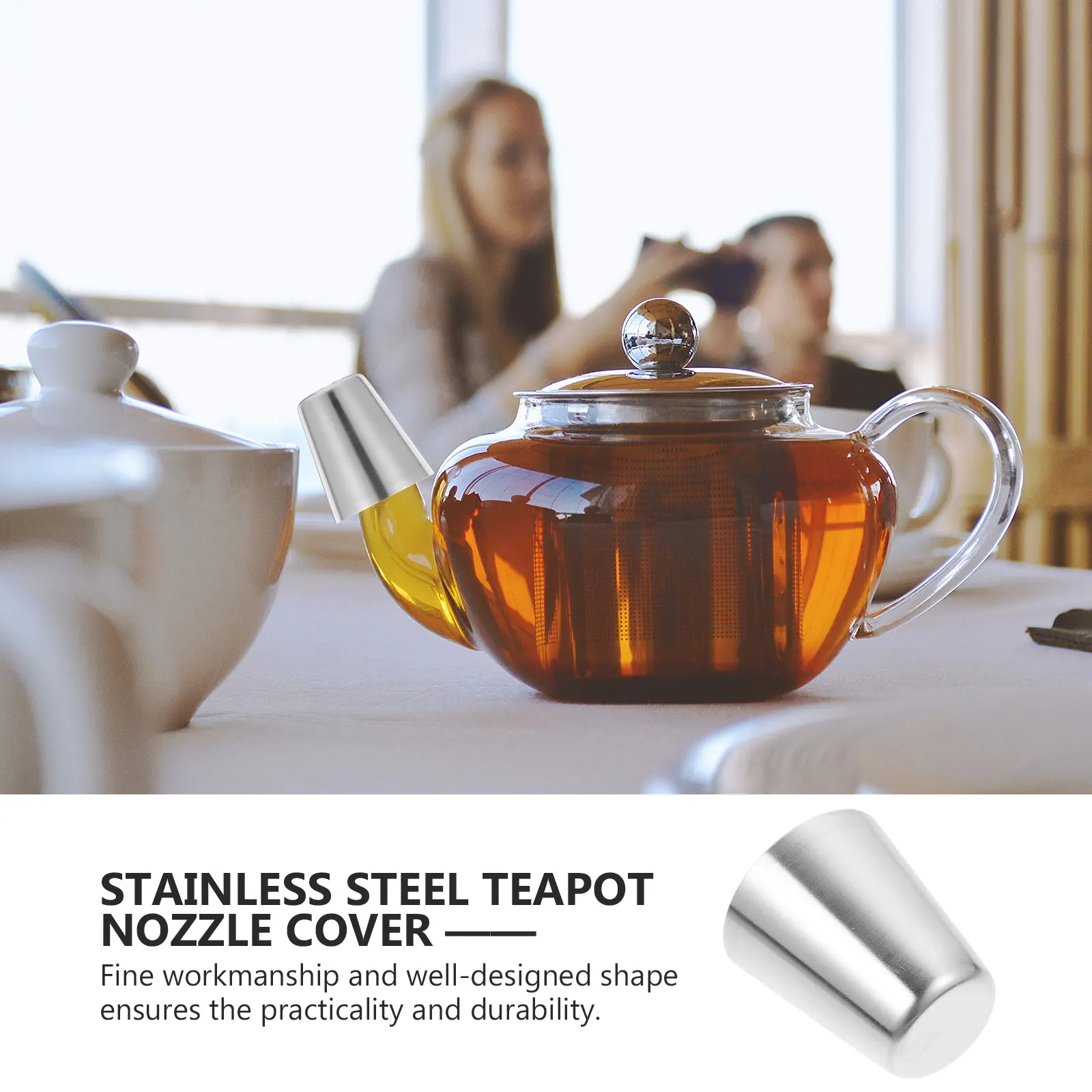 

Teapot Spout Cover Stainless Steel Dustproof Heat Insulated Protective Kettle Supplies Kitchen Gadget Anti Scald Metal Sleeve