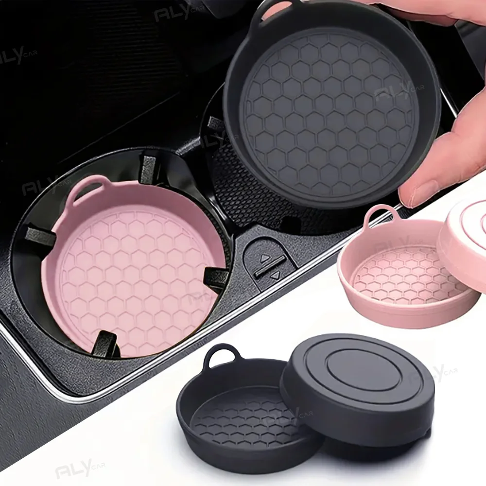 2Pcs Anti-Slip Coaster for Car Stable Food Grade Silicone Gel Drink Holder Pad Universal Auto Cup Holder Coaster Silent Cup Pad