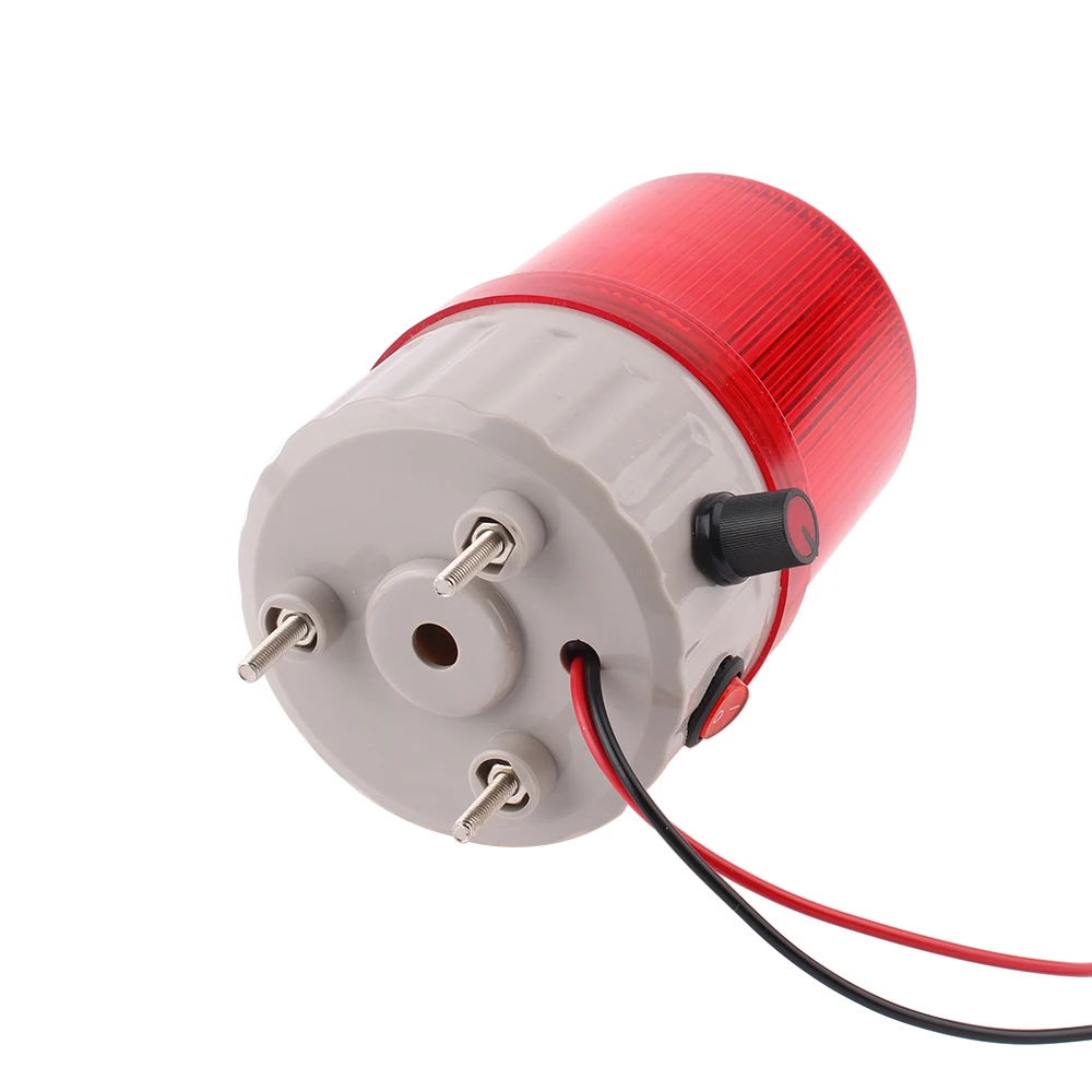 Luz de alarme com volume ajustável, lâmpada led piscante rotativa com luz de advertência sonora ac110v 220v dc12v24v luz vermelha liga/desliga