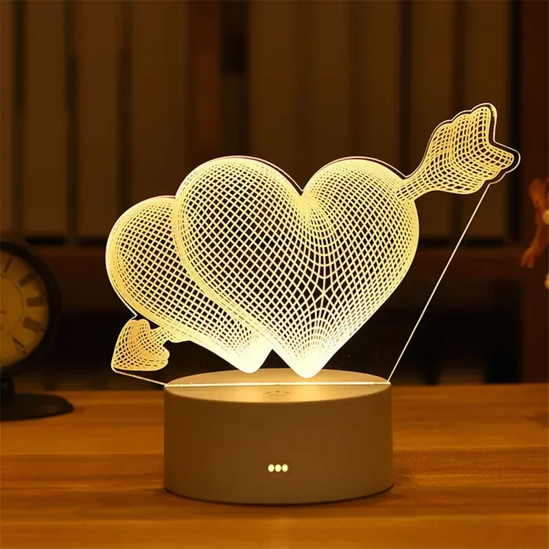 Valentines Day Gift Birthday Anniversaire Gifts Heart I Love You Acrylic Led Night Light Birthday Wedding Decoration Wife Gift.