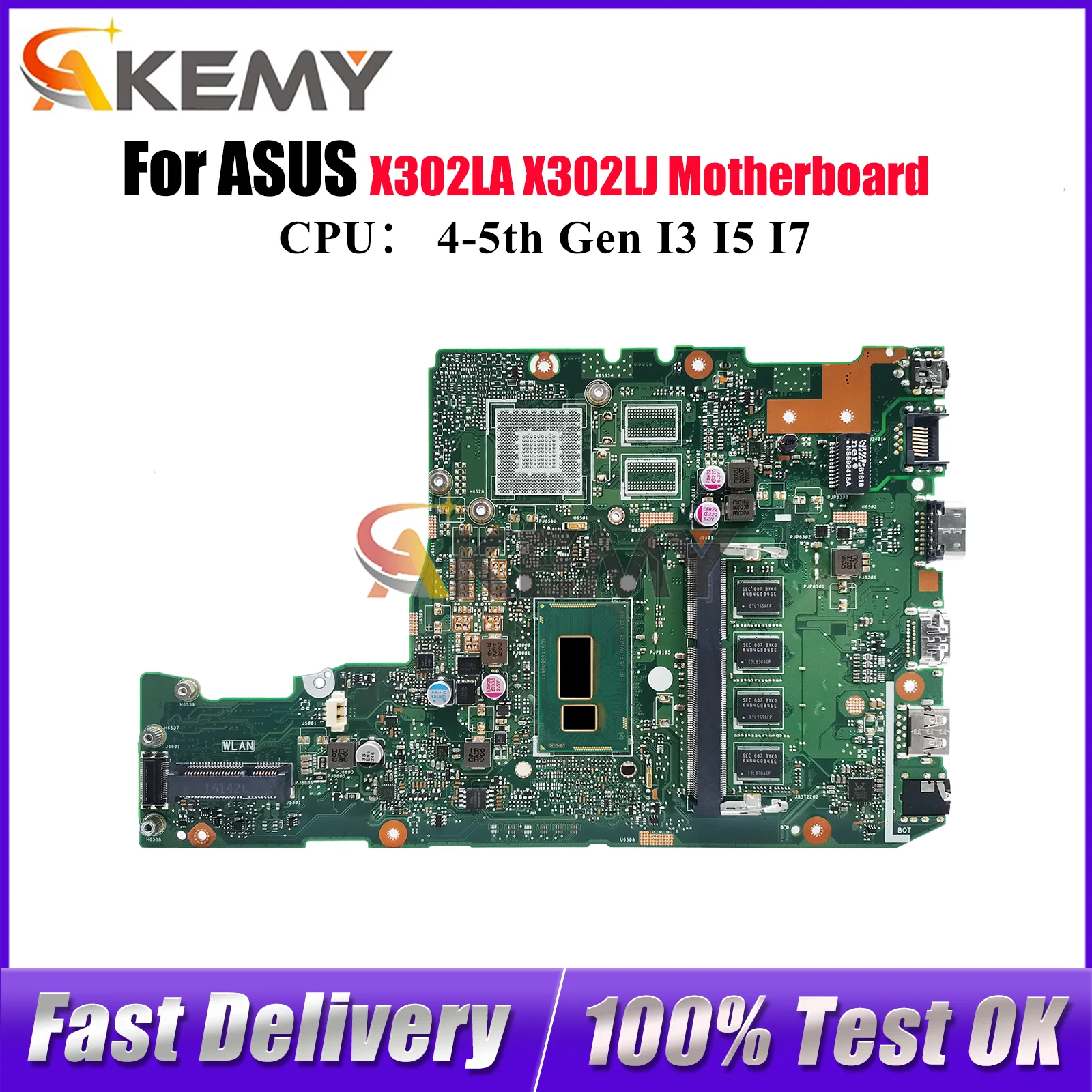 

X302LA Laptop Motherboard For ASUS VivoBook X302L X302LA X302LJ Notebook Mainboard With I3 I5 I7 CPU 100% tests OK fast shipping