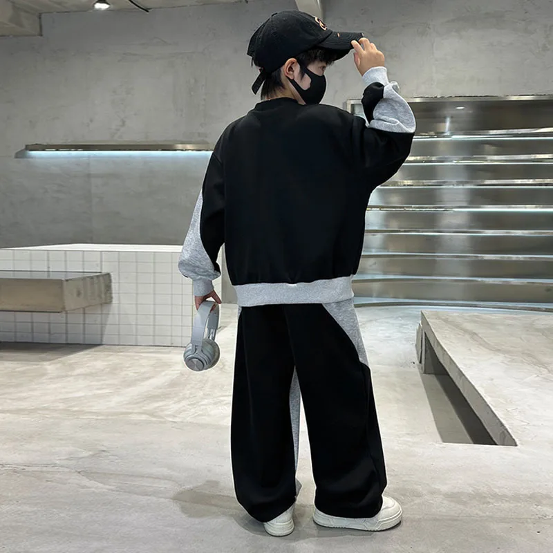 Big Boys Autumn Sets Teenager Fashion Sports Suit Kids Loose Sweatshirts Wide-leg Pants 2 Pcs Outfits Children's Casual Clothes