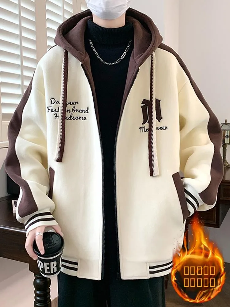 

Teenage Fce Lined Warm Jaet Men's Baseball Sle Coat Cool Autumn Winter Clothes Polyester Fiber Ammonia Fiber Breathable