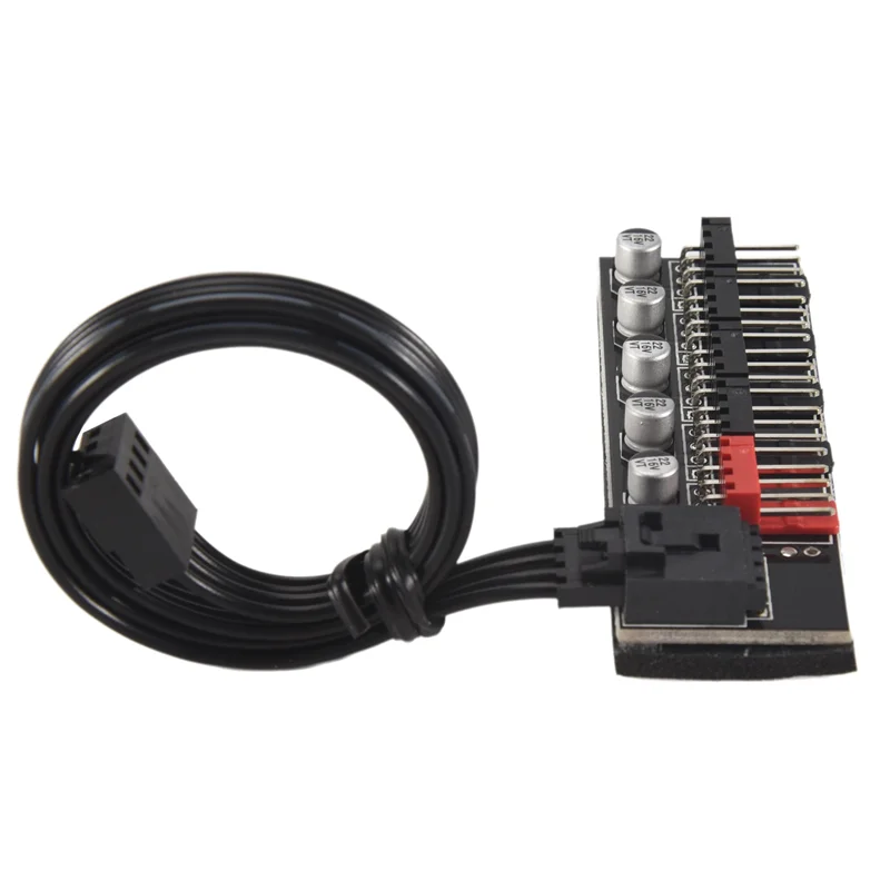 

A08E-5 Port PC Fan Hub Splitter Speed Controller Adapter For 4 Pin PWM Cooler Cooling Fan Computer Cables Connectors